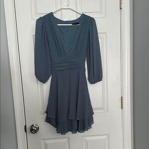 Elegant Blue Chiffon Dress